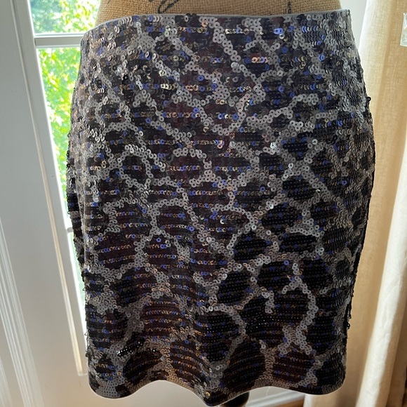 Express Black and Silver Sequin Mini Skirt - Picture 1 of 7